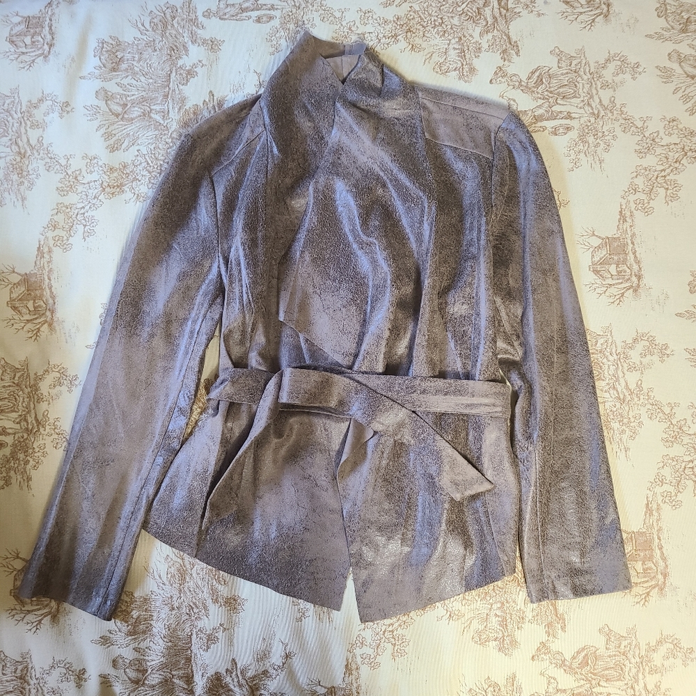 V Cristina Ultra Suede Jacket Size M, Wrap Style with Belt